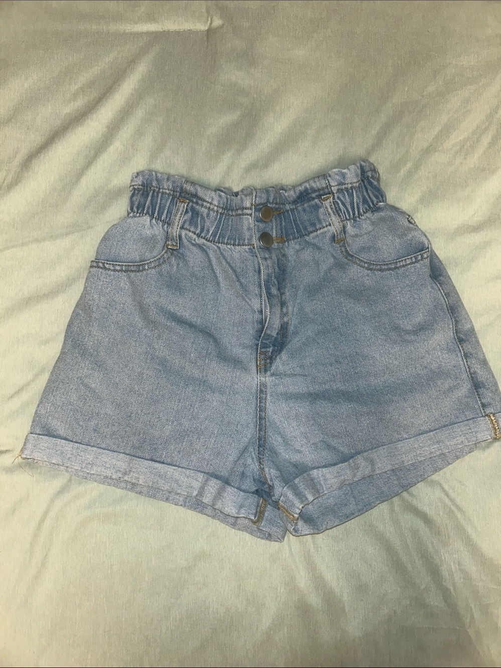Love Tree Light Blue Paperbag Denim Shorts